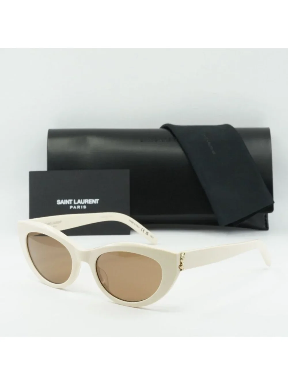Saint Laurent SLM115 004 Cat Eye Sunglasses - Ivory / Brown